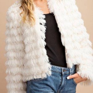 NWT Military Hippie Faux Fur Jacket